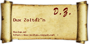 Dux Zoltán névjegykártya